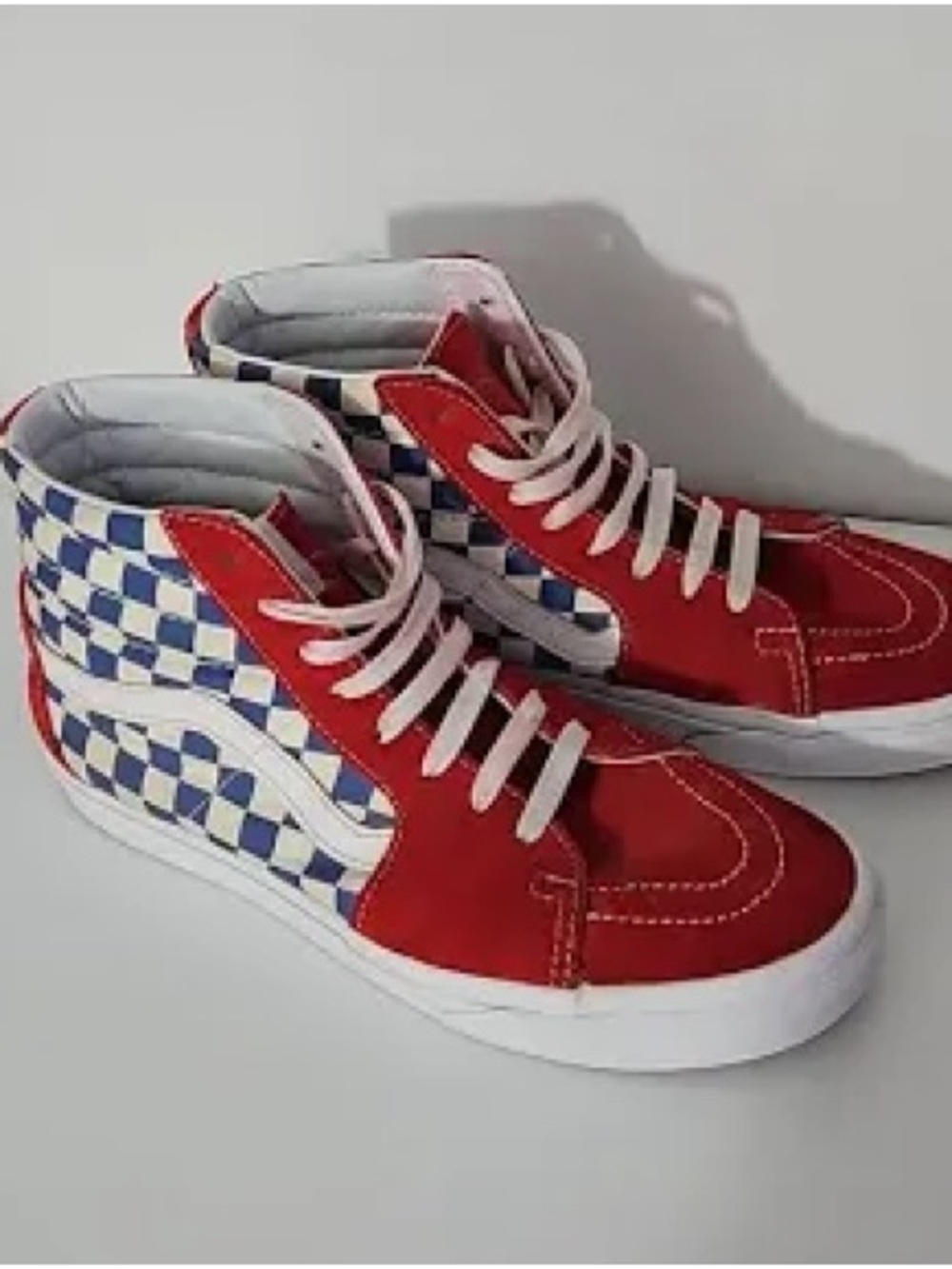 Vans high top suede Red & Blue Checker Sneakers